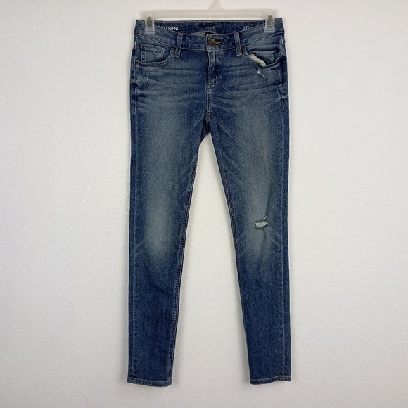 a.n.a. Women's Boyfriend Jeans Size 27/4 Distressed Medium Wash Blue Denim - Picture 1 of 15